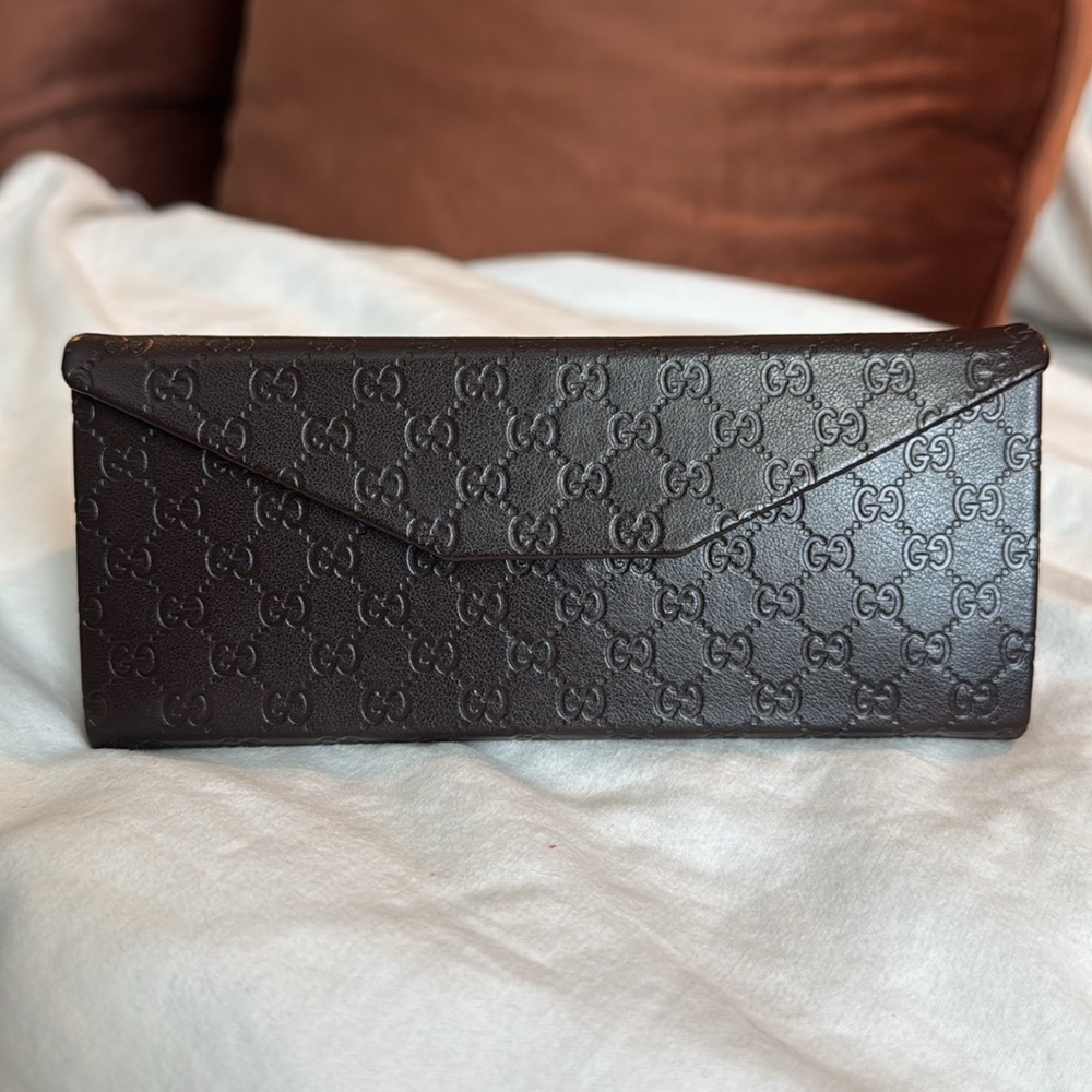 GUCCI Guccissima Eyeglass Sunglass Case Brown